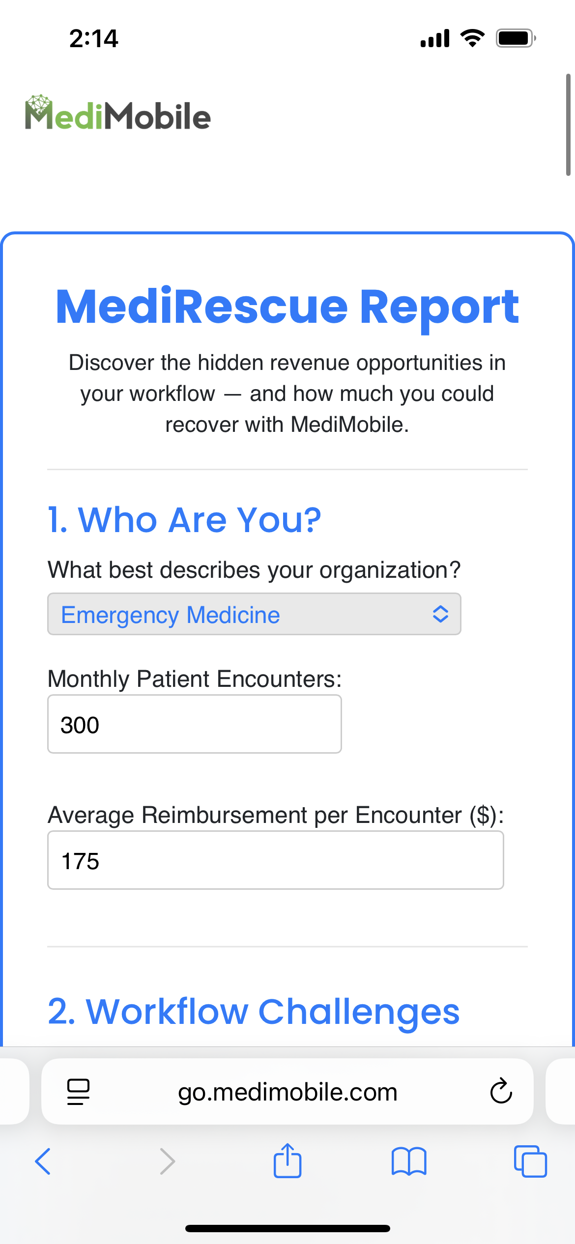 The MediRescue Report by MediMobile Top View