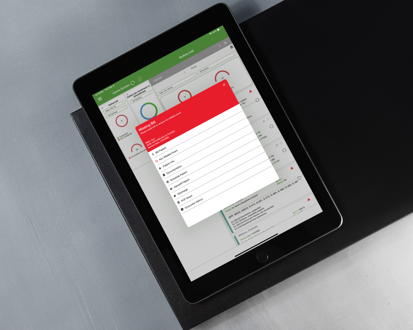 Missing Bill on MediMobile AI Charge Capture Platform on Mobile Device